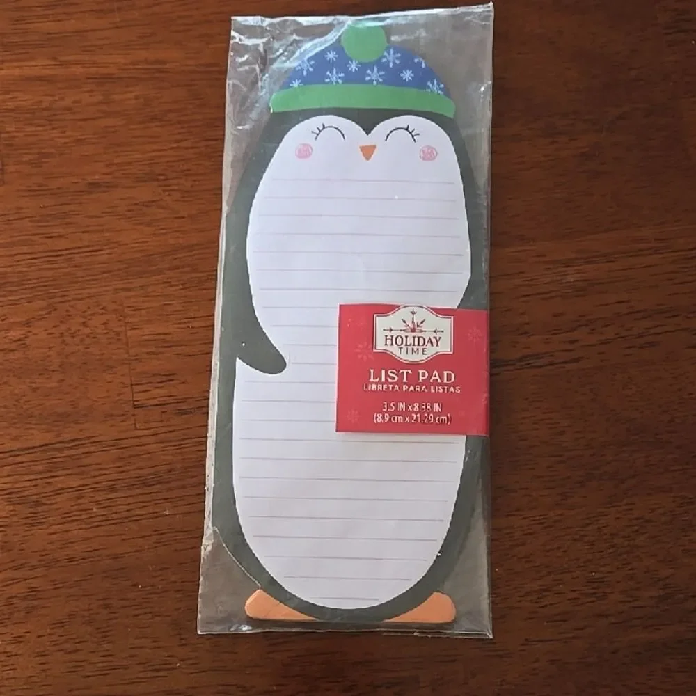 Penguin List Pad Blue Hat Unisex Note Holiday Thank You Magnet Grocery Reminder